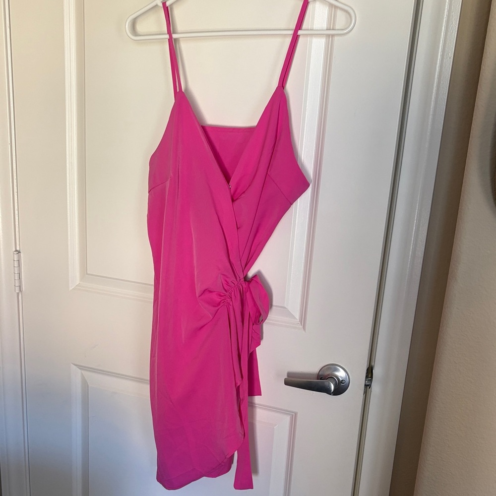 Elegant Pink Wrap Dress